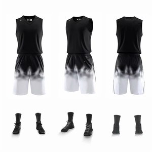 Ensemble de maillot de basketball imprimé par transfert thermique pour homme, sans manches, col en V, anti-humidité, avec short et chaussettes assortis, personnalisable à l'avant - Product Image 2