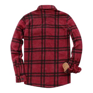 Chemise homme en flanelle rouge et noir à carreaux, en coton épais, doublée en sherpa, boutonnée, style bûcheron, pour l'hiver - Product Image 2
