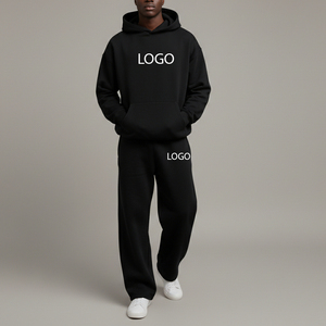High Quality 100% Cotton French Terry Acid Washed Streetwear Solid Pullover Sweatsuit Custom Screen Printed Logo <b>Flare</b> - Product Image 2