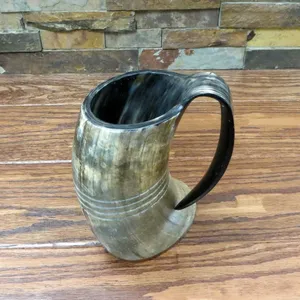Handmade Buffalo Horn Mug Natural Shape Carved Animal Theme Art Collectible buraq handicraft - Product Image 5