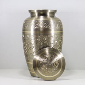 Urnas de cremación grabadas de latón para adultos, para cenizas humanos, fabricante y proveedor de la India - Product Image 3