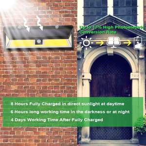 Lámpara Solar de Pared de 180 LED para Exteriores, IP65 Impermeable, Sensor de Movimiento de 120 Grados, Iluminación de 270 Grados, para Jardines - Product Image 4