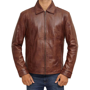 2026 Men's Elegant Formal Coated Leather Jacket High Quality Cow Skin Turndown Collar Comfortable Breathable Linen Lining Autumn - Product Image 5