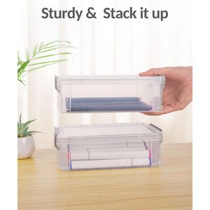 Set di 6 Scatole Rigide Trasparenti Extra Large in Plastica con Coperchio per Matite, Pennarelli e Materiali Vari, Organizzatore per Forniture in Bulk - Product Image 3
