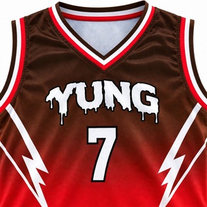 Uniforme de Baloncesto Personalizado al por Mayor, Degradado Marrón Rojo, Transpirable, Malla 100% Poliéster, Impresión por Sublimación - Product Image 4