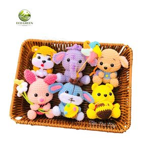 Muñecos de Ganchillo Hechos a Mano de Algodón, Juguete Amigurumi, Conjunto de Niño y Niña con Vestido Rosa, 4-6 Años, Juguete de Costura y Tejido - Product Image 4