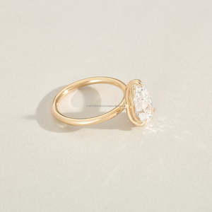Bague de fiançailles solitaire en diamant de laboratoire certifié IGI, taille poire, 2 carats, or jaune massif 14 carats, cadeau de mariage, bijoux pour femmes - Product Image 2