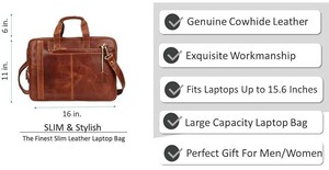 Wholesale Custom Logo Genuine Leather Vintage Durable Waterproof Anti-Theft <b>Laptop</b> <b>Sleeve</b> Elegant Business Portable Office - Product Image 6