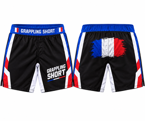 Shorts de grappling personnalisés pour hommes, noir et or, sublimation, shorts de combat à séchage rapide, extensibles, shorts de sport pour l'entraînement, fabricant OEM - Product Image 2