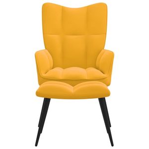 Fauteuil relaxant jaune moutarde avec tabouret pour salon - Product Image 3