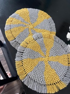 Dual Color Macrame Round Table Placemats Handmade Boho Dining Table <b>Mats</b> Perfect for Kitchen Coffee Table Home Decor Styling - Product Image 6