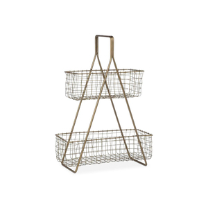 Cesta de Almacenamiento Metálica de Dos Niveles, Cesta Redonda de Alambre Negro con Soporte para Exhibición de Artículos de Cocina, Cesta Decorativa - Product Image 6