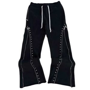 Conjuntos de ropa de la mejor calidad, pantalón de Fitness personalizado con diamantes de imitación, conjuntos de piedra lateral y cremallera, ropa informal, chándales con cremallera | Ropa de calle unisex - Product Image 3