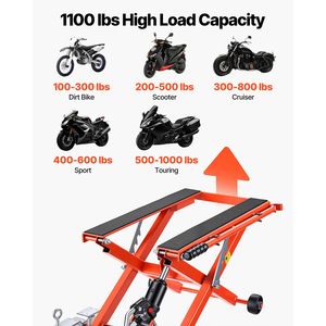 Sollevatore Idraulico Portatile per Moto da 15,15 Pollici, Capacità 1100 Libbre, Cavalletto a Forbice con 6 Ruote, Rampe e Supporti per Moto - Product Image 2