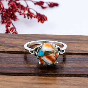 Anillo de Turquesa con Concha de Ostra Espinosa, Plata de Ley 925, Joyería Boho del Suroeste con Piedras Preciosas, Hecho a Mano, Regalo para Ella - Product Image 5