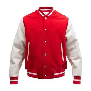 Veste universitaire à manches en cuir de corps en laine pour hommes Offre Spéciale avec col montant veste à logo brodé sur mesure pour la saison d'hiver - Product Image 1