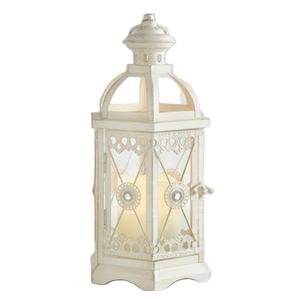 Lanterne à bougie décorative en métal vintage blanche avec verre transparent pour l'intérieur et l'extérieur, lanternes suspendues - Product Image 1