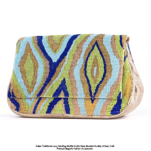 Indian Traditional Luxury Handbag Multicolor <b>Crystal</b> Glass <b>Beaded</b> Durable Artisan Craft Premium Baguette Fashion Accessories - Product Image 2