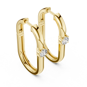 18K Yellow Gold Solitaire Round Lab Grown Diamond E VVS Elongated Oval Shaped Huggie <b>Hoop</b> <b>Earrings</b> Fine Jewelry OEM Manufacturer - Product Image 5