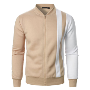 High Quality Men's Jacket Solid Full-Zip Front Logo Bomber Style <b>Stand</b> Collar High Street Minimalist Outerwear Jacket For Men - Product Image 1