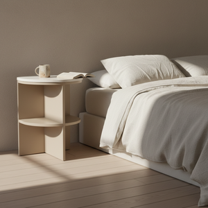 Table d'appoint moderne pour chambre et salon, étagère à 2 tiroirs, en bois d'hévéa écoresponsable du Vietnam et placage MDF, mobilier de chambre - Product Image 5