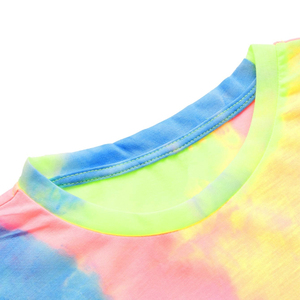 Camiseta Tie Dye Morado Azul Rosa Unisex, Ropa Urbana de Verano, Logotipo Personalizado, Algodón Suave, Camiseta Informal de Primera Calidad OEM - Product Image 3