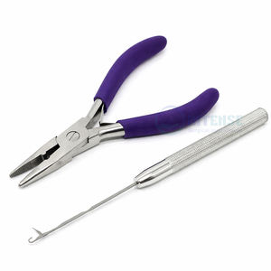 Alicates compactos de acero inoxidable de 5 pulgadas para extensiones de cabello, con mordaza dentada de 3.4mm de orificio completo, mango azul, ligeros y suaves. - Product Image 6