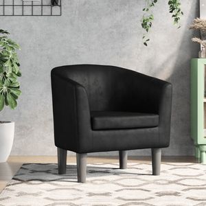 <b>Black</b> Faux Leather <b>Tub</b> <b>Chair</b> for Living Room - Product Image 1