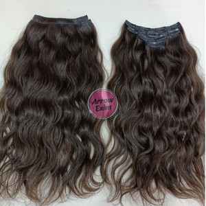 Extensions à clips pré-collées Arrow Exim 100 % naturelles, lisses, Remy, sans couture, cheveux humains indiens, qualité Single Drawn, 100 g, vente en gros - Product Image 5