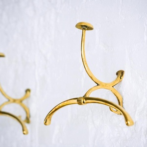 Stylish Brass <b>Wall</b> <b>Hooks</b> Premium Hanging Rack For Bathroom Bedroom Hallway Decorative Storage Organization Accessories Solutions - Product Image 1