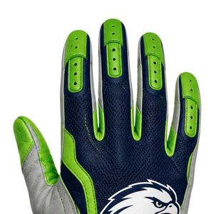 Lime Green & Navy Blue American Football Performance <b>Gloves</b> <b>with</b> Enhanced Sticky Palm for Adult Football Players - Product Image 5