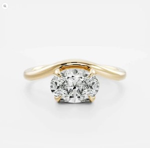 Moissanite Oval Cut <b>Solitaire</b> <b>Ring</b> 925 Sterling <b>Silver</b> Yellow Gold Plated Engagement Wedding Party Anniversary Gift Fine Jewelry - Product Image 1