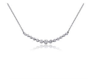 14K Gold Luxury Curved <b>Graduated</b> Diamond (Natural) Necklace OEM Wholesale Retail International Jewelry Manufacturer - Product Image 4