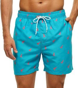 Shorts de bain décontractés pour hommes, à séchage rapide, avec cordon de serrage à la taille, imprimé feuilles dégradées bleues - Product Image 6