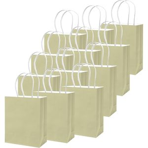 Sacchetti Regalo in Carta Verde Guscio d'Uovo 21x7.6x15.2 cm, Confezione da 100 Pezzi con Manici, Multiuso per Feste e Bomboniere - Product Image 1