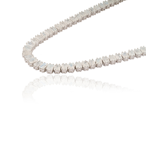 Magnifique ensemble collier et boucles d'oreilles tennis en argent sterling 925 massif avec pierre de lune naturelle taille octogonale pour femme - Product Image 3