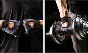 Gants de sport en vinyle respirants et légers à demi-doigts pour hommes - Emballage personnalisable pour la musculation - Product Image 3