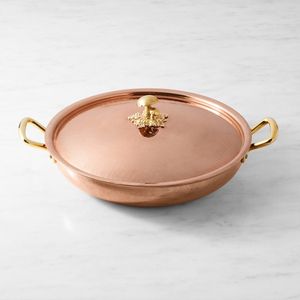 Marmite en cuivre martelé avec couvercle, poignées finition or, ustensiles de service haut de gamme, vaisselle de cuisine traditionnelle, récipient décoratif en cuivre - Product Image 2