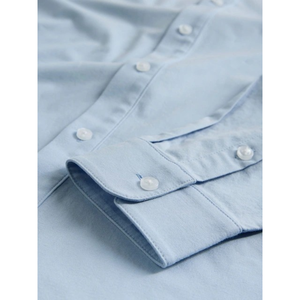 Men Spring Long Sleeve Button <b>Down</b> Dress Shirt Solid Color Formal Woven Cotton Anti-Wrinkle Full Sleeve Custom Print - Product Image 5