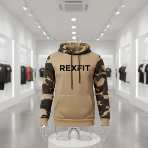 Sweat à capuche en coton épais pour homme Rexfit Sport, coupe ample et oversize, logo brodé personnalisé, effet délavé. - Product Image 4