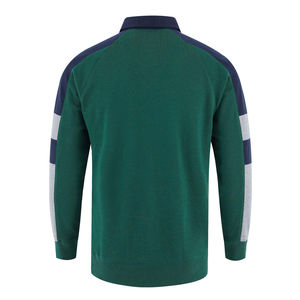 Men's Long Sleeve Knitted <b>Polo</b> <b>Shirt</b> Green Navy <b>Blue</b> Color Blocked Pocket Casual Regular Fit - Product Image 4