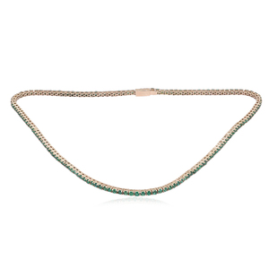 Collar de Cadena Tipo Tenis de 17 Pulgadas con Esmeralda Natural en Oro Amarillo de 14k, Joyería Fina al por Mayor - Product Image 6