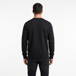 Sudadera Negra de Cuello Redondo para Hombre, Corte Regular, Color Sólido, Logotipo con Transferencia Térmica en la Parte Delantera, Informal, Otoñal, Tejida, 100% Algodón - Product Image 4