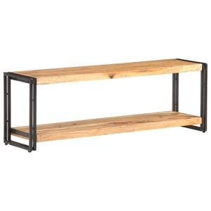 Mueble para TV de Madera de Acacia Negra Sólida y Hierro, Soporte para TV de Madera Natural - Product Image 1