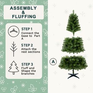 Albero di Natale Artificiale Non Illuminato con Cerniere, 180 cm, 582 Rami in PVC, Verde, con 4 Gambe, Funzionamento a Batteria, 300 cm, in PET - Product Image 2