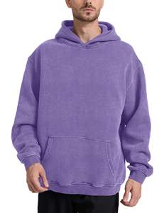 Sudadera con Capucha Morada de Moda Urbana, Manga Larga, Dobladillo Acanalado, Capucha de Doble Capa, Oversize, Algodón Grueso, Ropa para Hombre, Sudadera Tejida - Product Image 2