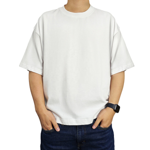 Customised Men's Formal <b>Box</b> Cut Tee 300gsm Heavyweight Cotton Oversized <b>Drop</b> Shoulder Boxy Fit Leopard Print T-Shirt - Product Image 3