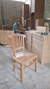 Silla de café, restaurante, EE. UU., madera de teca, hecha en Indonesia, muebles de madera maciza - Product Image 2