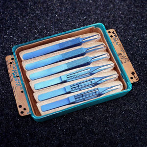 Ensemble de pinces chirurgicales bleues pour greffe de cheveux, instrument manuel d'implantation, certifié CE Classe I ISO13485, en acier inoxydable, garantie 1 an - Product Image 6