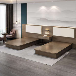 Moderna Base de Cama King Size de Madera de Teca Sólida, Ecológica y Duradera, Juego de Muebles para Dormitorio de Apartamento u Hotel - Product Image 4